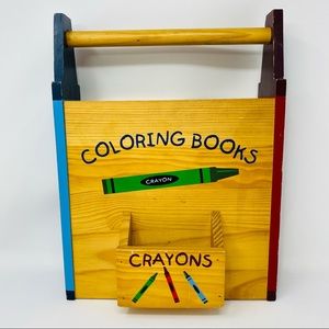 Wooden Crayon & Coloring Book Holder